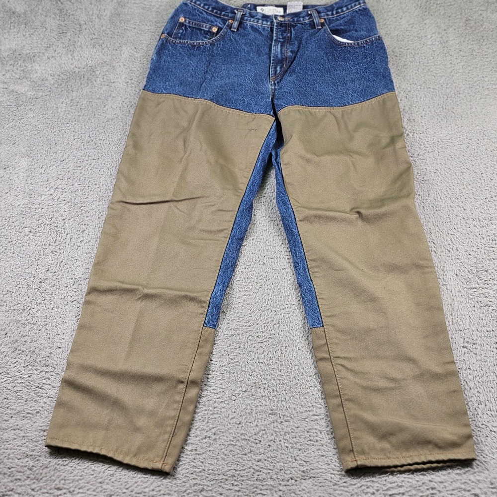 Columbia Pants Mens 34x31 Blue Denim Khaki Reinforced Work Outdoor Utility Jeans